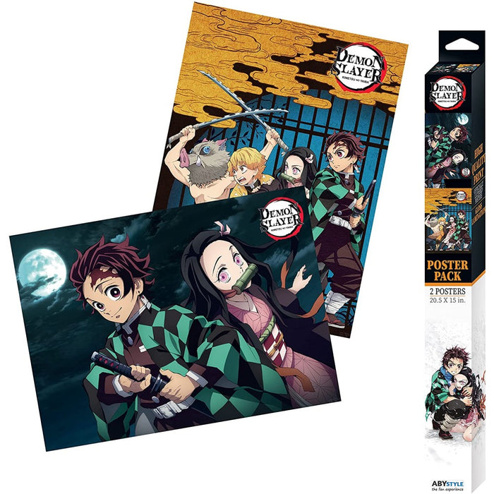 Set 2 Postere Chibi Demon Slayer - Group & Duo (52x38) - Red Goblin