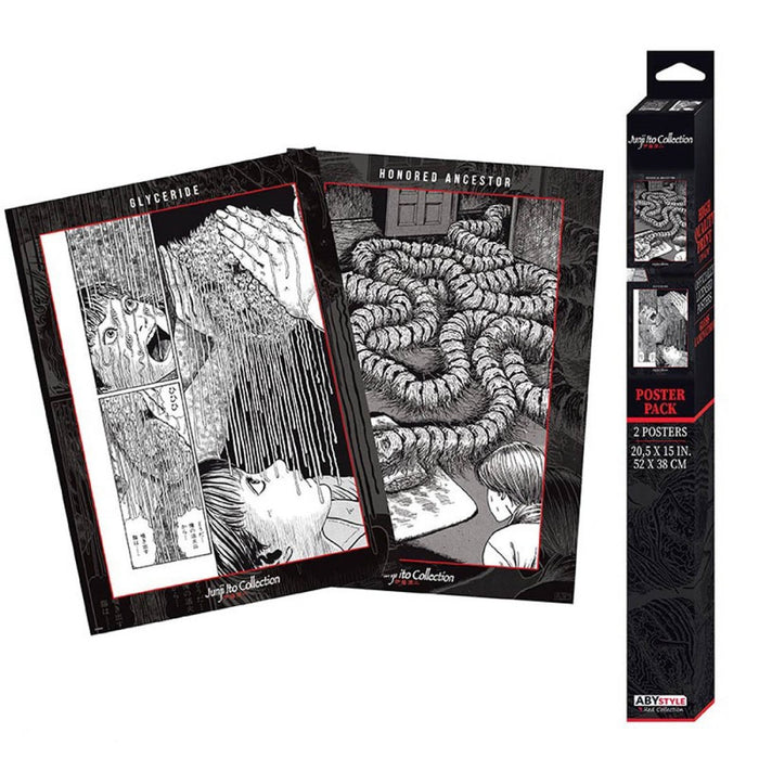 Set 2 Postere Chibi Junji Ito - Souichi and Tomie (52x38) - Red Goblin