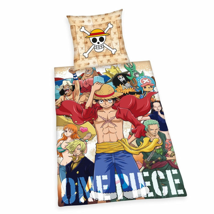Lenjerie de Pat One Piece Crew 135 x 200 cm / 80 x 80 cm - Red Goblin