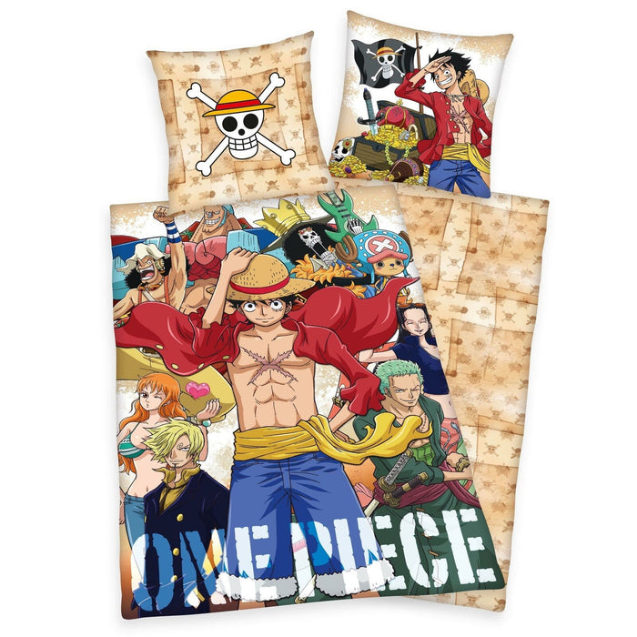 Lenjerie de Pat One Piece Crew 135 x 200 cm / 80 x 80 cm - Red Goblin
