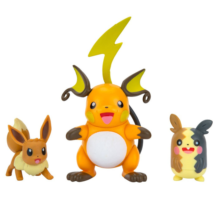 Set 3 Mini Figurine Pokemon Raichu & Morpeko & Eevee - Red Goblin