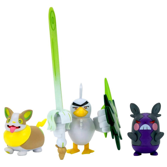 Set 3 Mini Figurine Pokemon Sirfetch'D & Morpeko & Yamper - Red Goblin