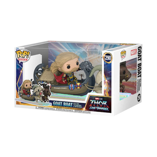 Figurina Funko Pop Thor Love & Thunder - Goat Boat with Thor Toothgnasher & Toothgrinder - Red Goblin