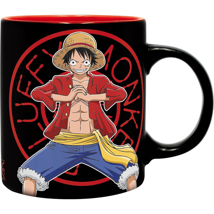 Set Cadou One Piece - Cana 320ml + Breloc PVC + Notebook Wanted Luffy - Red Goblin