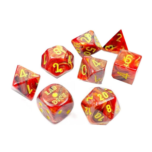 Set 7 Zaruri Chessex Vortex Polyhedral Underworld/Yellow - Red Goblin