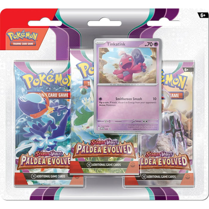 Pokemon Trading Card Game Scarlet & Violet 2 - Paldea Evolved Tinkatink 3-Pack Blister - Red Goblin