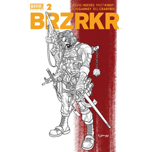 Brzrkr 02 Secret Cover - Rafael Grampa, B&W with Yellow Logo - Red Goblin