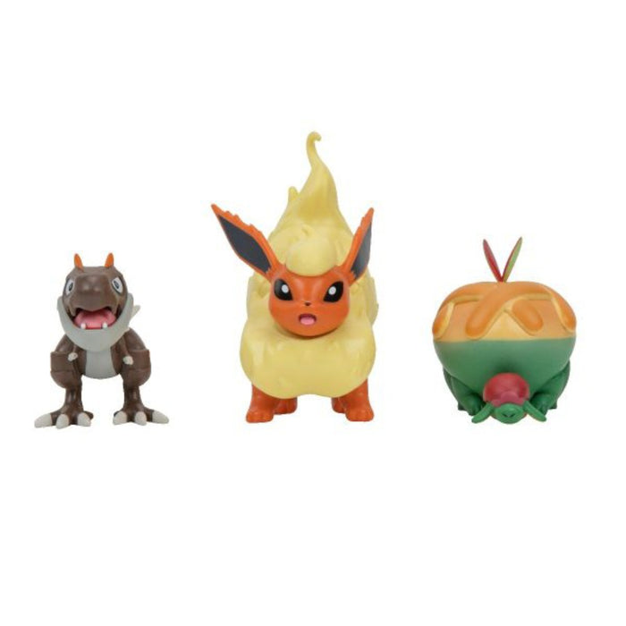 Set 3 Mini Figurine Articulate Pokemon - Appltun, Tyrunt, Flareon - Red Goblin