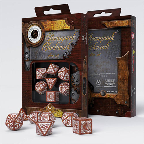 Steampunk Clockwork Dice Set caramel & white - Red Goblin