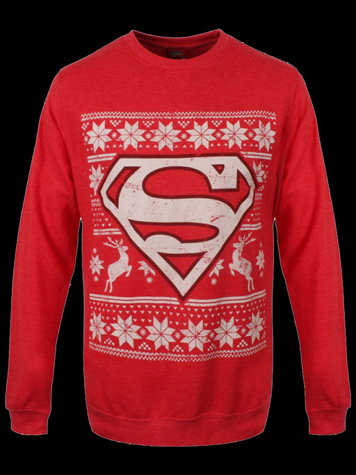 Superman - Fair Isle Logo Sweatshirt - Red Goblin