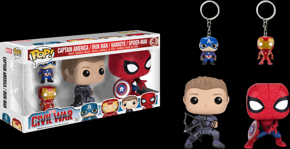 Funko Pop: Captain America Civil War - Captain America, Iron Man, Hawkeye, Spider-Man - Red Goblin
