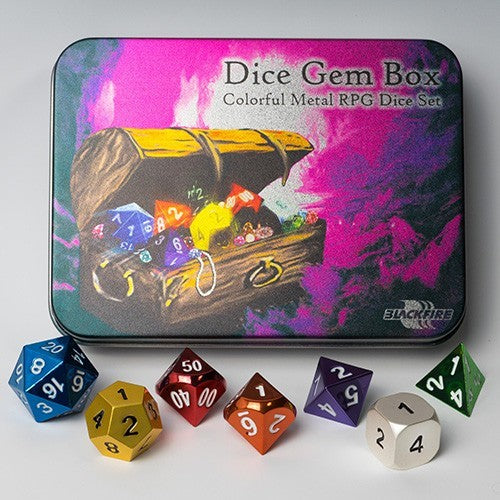 Metal Dice Set - Dice Gem Box (7 Dice) - Red Goblin