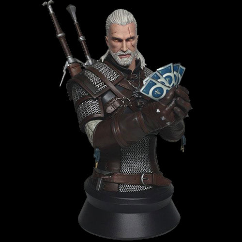 Figurina: Witcher 3 Wild Hunt Geralt Playing Gwent - Red Goblin