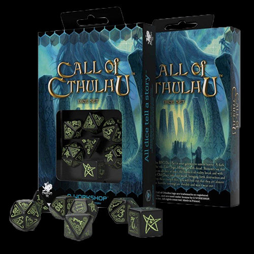Call of Cthulhu Dice Set black & glow-in-the-dark - Red Goblin