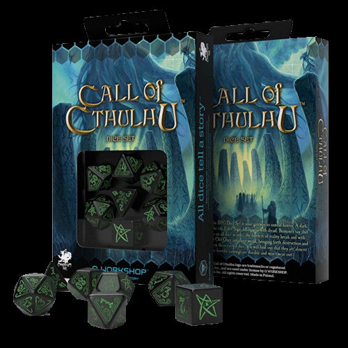 Call of Cthulhu Dice Set black & green - Red Goblin