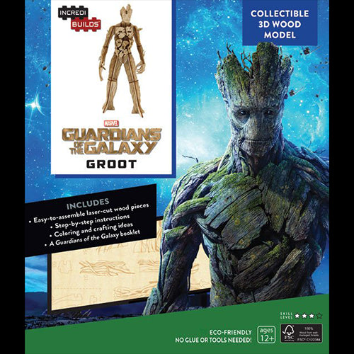 Figurină: Guardians of the Galaxy IncrediBuilds 3D Wood Model Kit Groot - Red Goblin