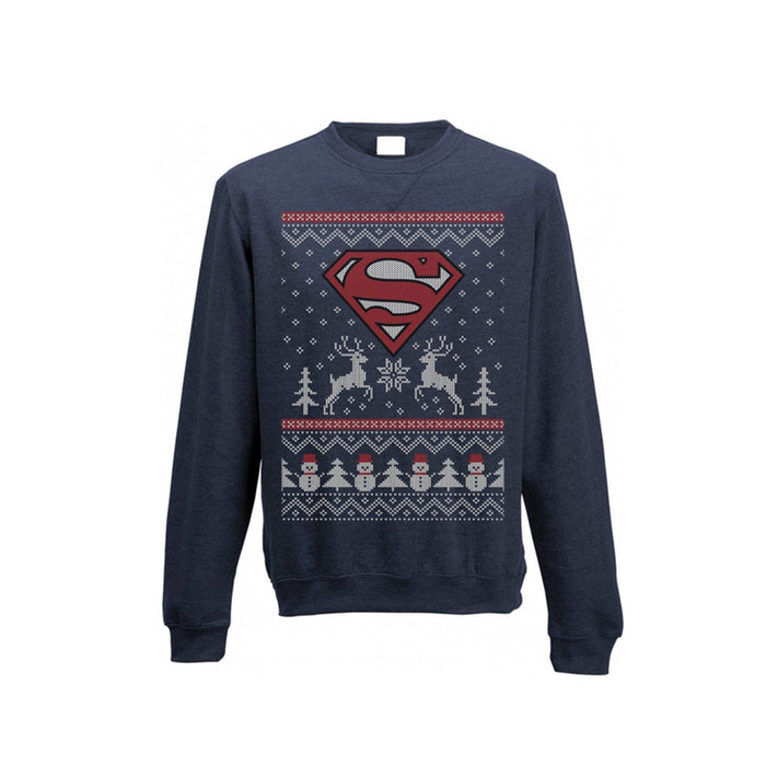 Superman - Reindeer And Snowman Sweatshirt - Red Goblin