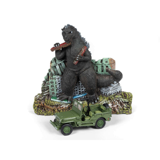 Figurina Willys MB Jeep 1/64 si Diorama Godzilla - Red Goblin