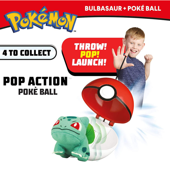 Pachet Poke Ball si Figurina de Plus Pokemon Pop Action Bulbasaur - Red Goblin