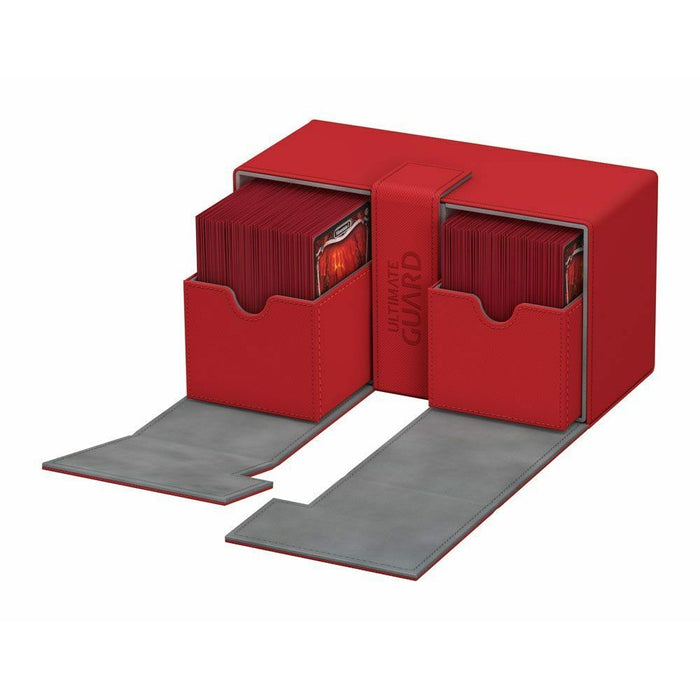 Cutie Depozitare Ultimate Guard Twin Flip'n' Tray Deck Case 200+ Standard Size XenoSkin Rosu - Red Goblin