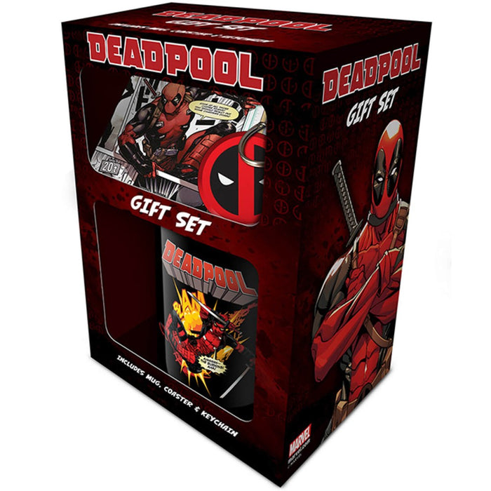 Set Cadou Cana + Coaster + Breloc Deadpool Merc With a Mouth - Red Goblin