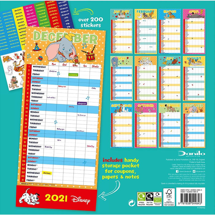 Calendar Danilo Disney Classics Family Organiser with Pocket - Red Goblin