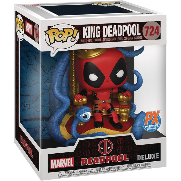 Figurina Pop Deluxe Marvel Heroes King Deadpool on Throne Px - Red Goblin