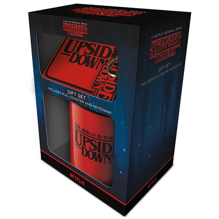 Set Cadou Cana + Coaster + Breloc Stranger Things The World Is Turning Upside Down - Red Goblin