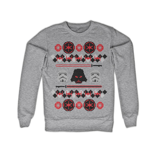 Star Wars - Stormtroopers & Vader Head Christmas Sweatshirt - Red Goblin