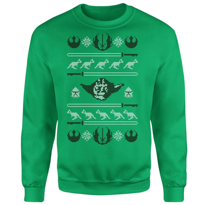 Star Wars - Yoda Head Christmas Sweatshirt - Red Goblin