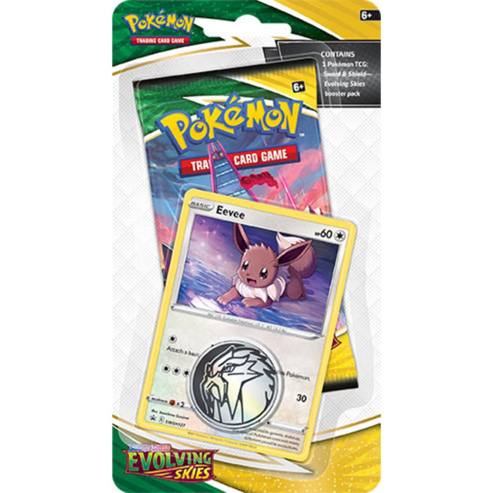 Pokemon Trading Card Game Sword & Shield - Evolving Skies - Checklane Blister - Eevee - Red Goblin