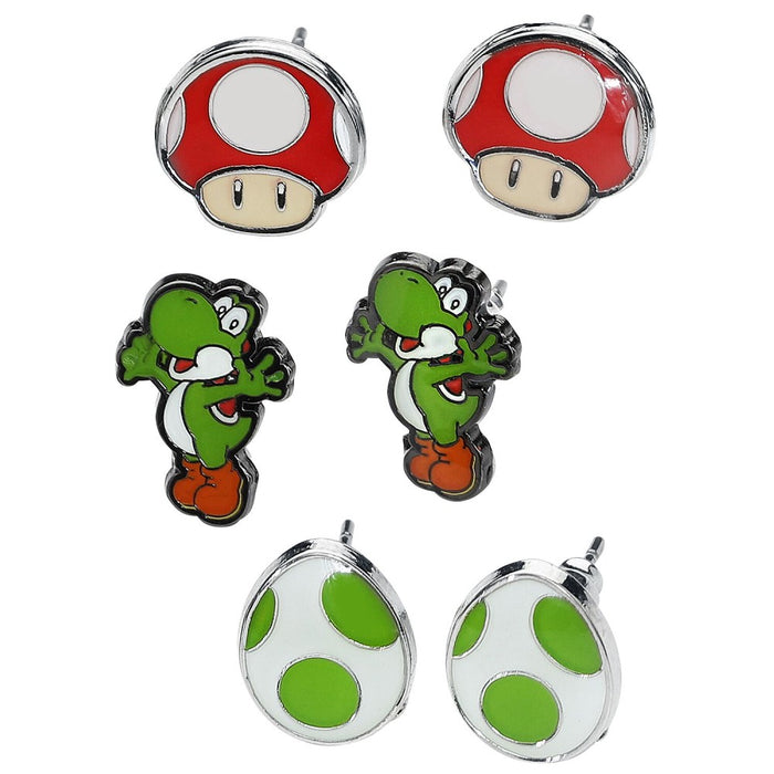 Cercei Nintendo: 3 perechi Yoshi, Egg and Mushroom - Red Goblin